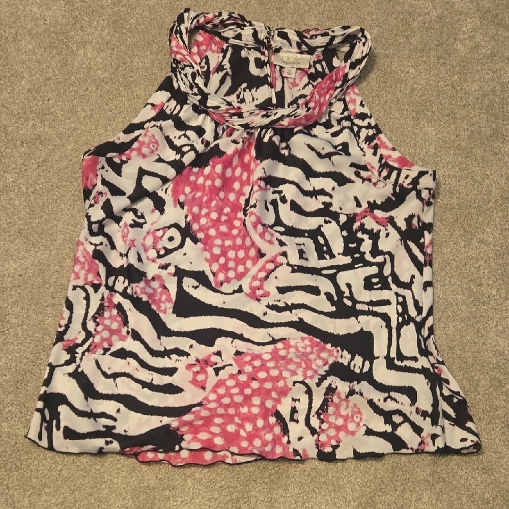 Dressbarn Abstract Pink and Black Women's Top Size XL